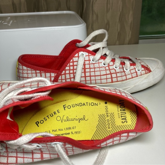 Kate Spade Saturday PF Flyers Women's 7 Lace Up Cap Toe Checked Canvas Sneakers - Picture 13 of 16